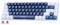 abucow 68-key mechanical gaming keyboard with blue backlight and dark blue white keycap - use red switch for premium typing and gaming experience on PC and Mac (White-Dark Blue)