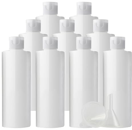 PQPAUTY 48 pièces 200ml Blanc Vide Plastique Bouteille avec Transparent Bouchon à Bascule de Lotion pour lotions crèmes gels shampooing