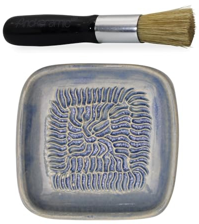 ANCKERAMIC® Ceramico Original Finlandia - Juego de rallador de cerámica y pinceles para hornear - rallador de ajos de cerámica, rallador de jengibre y pincel de cerdas naturales, hecho a mano (color