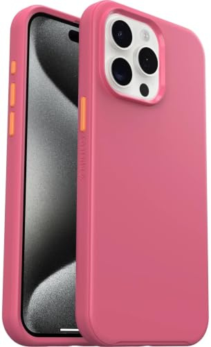 OtterBox Symmetry Series - Custodia per iPhone 15 Pro Max (SOLO), rosa acceso, si aggancia a MagSafe, ultra sottile, bordi rialzati per proteggere fotocamera e schermo, confezione non al dettaglio