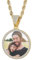 OTXIXTO Collar Hip Hop Personalizado para Hombre y Mujer - Memorial Con Foto Adentro/Texto - Colgante Oro Ronda Con 22 Rope Cadena