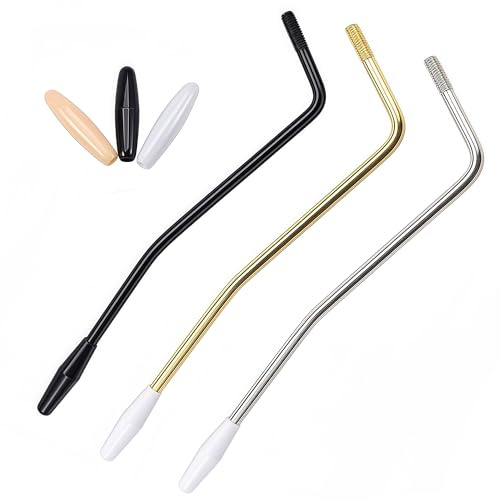 Musiin 3-Piece 6mm Tremolo Arm Electric Guitar Tremolo Arm Threaded Metal Single Tremolo Arm Whammy Bar Compatible with Stratocaster Electric Guitar Tremolo System (Set of 3 Colors)