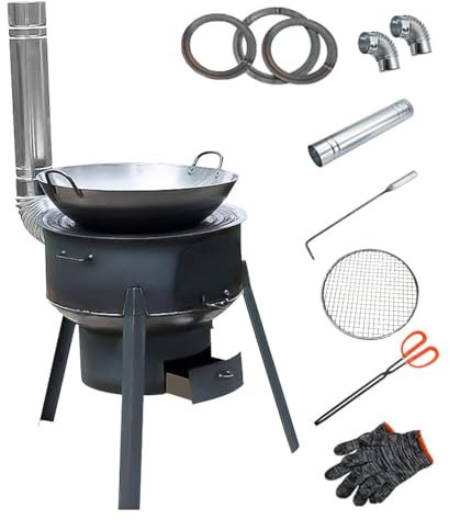 Stufa per Tenda da Campeggio, Stufa Portatile a Carbone Legna Rimovibile Fornello da Campeggio Stufa da Campeggio Mobile per Barbecue All'aperto, Picnic, Riscaldamento da Campeggio e Cucina (B)