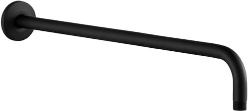 Braccio doccia con flangia, in acciaio inox 304, lunghezza 50 cm, braccio di prolunga per soffione doccia, montato a parete, per doccia da bagno fisso (nero)