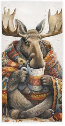 GAIREG Elch gewickelt in Decke, Handtuch, weiche Waschlappen, Spa-Handtücher, 38,1 x 76,2 cm