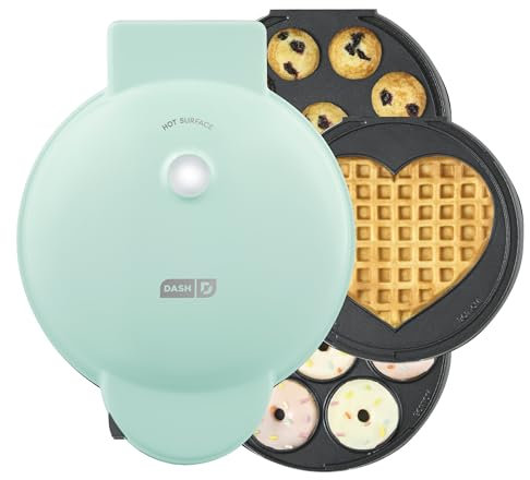 DASH MultiMaker Candy Making System, Mini Donuts, Heart Shape Waffle Mini Muffins, Aqua