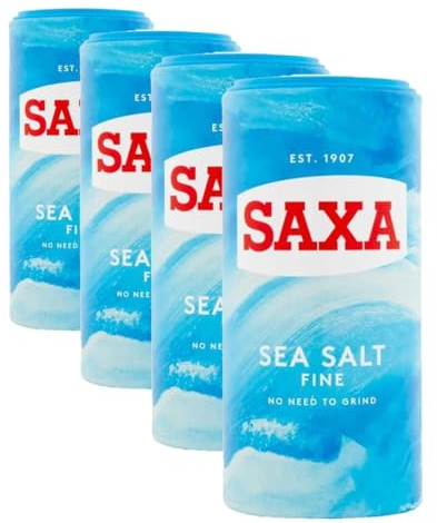 Saxa Sea Salt Fine No Need to Grind, 350 g Drum (Pack of 4)