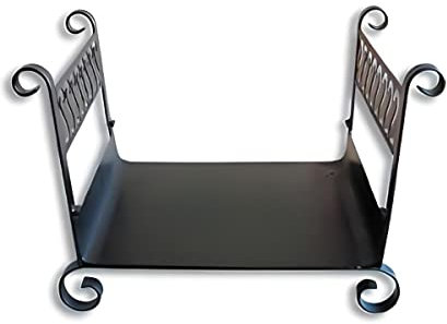 Panier à bûches de cheminée couleur Noir, porte, range bûches en Fer forgé - 60 x 45 x Largeur 50 cm