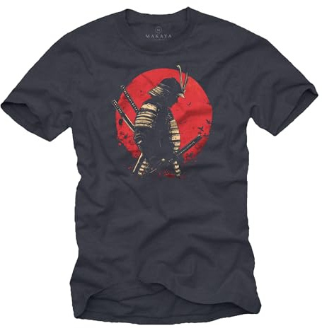 MAKAYA Herren Japan T-Shirt Samurai Motiv Kampfsport Fans Tokio Japanische Krieger