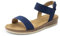 DREAM PAIRS Women's Comfortable Dressy Cork Low Wedge Heels Cute Summer One Band Casual Flat Sandals with Adjustable Ankle Strap,Size 5,Navy,DWUMFS2525