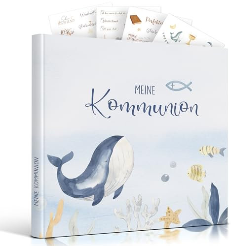 Legezon Gästebuch Kommunion Geschenk zur Erstkommunion Junge & Mädchen Gastgeschenk Kommunion Inclusive Aufkleber Kommunion 96 Seiten Kommunion Deko