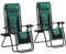 Outsunny Zero Gravity Lounger Chair Set of 2, Folding Reclining Patio Chair with Padded Seat, Cup Holder, Soft Cushion and Headrest for Poolside, Camping, Green
