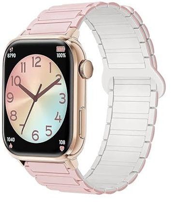 Lamshaw bracelet compatible avec ICE smart 2.0 1,96 Pouces et 1,2 Smart Watch, 22mm magnétique silicone Sport bracelet magnétique fort, Rose