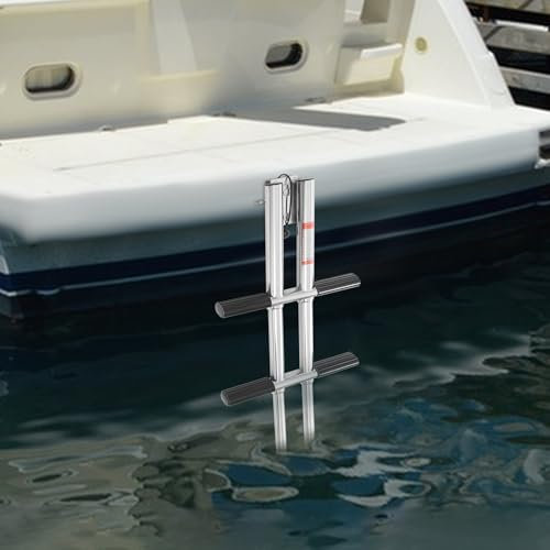 Échelle de station d'accueil, échelle de bateau, échelle de piscine, 4 marches en acier inoxydable, capacité de charge de 408 kg, échelle de bain pliable télescopique pour piscine, pont, bateau