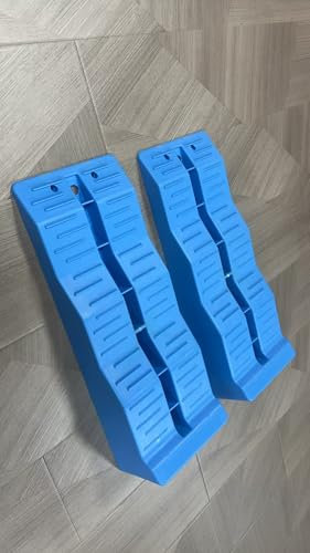 OFISPEED Auffahrkeile für Wohnmobil, 5 t Stufenkeile 2 Stück mit Tragetasche (Blau), Stabil & Leicht für Camping, Auffahrkeile für unebene Untergründe