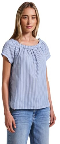STREET ONE Damen A345797 Gestreifte Leinenmix-Bluse, Original Blue, 36