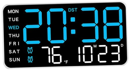LOVIVER Digitaler Wecker, einstellbare Helligkeit, 12/24 Stunden, multifunktionale LED-Uhren, elektrische Uhren für Schlafzimmer, Lernfestival, blaues Licht