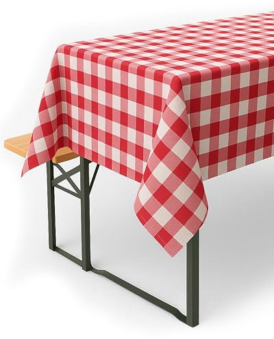 texpot Chemin de table de campagne - 40 x 200 cm - Rouge et blanc - 100 % coton - Carreaux de la ferme de 20 mm