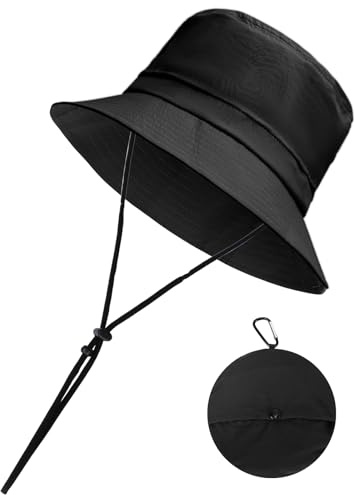 Lancry Chapeaux bob pour homme et femme, pliable UPF 50+ avec ficelle amovible, chapeau d'été respirant pour la plage, la pêche, la randonnée