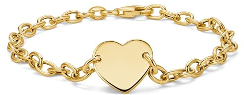 MIORE Armband Damen -925 Silber 18K Vergoldet - Herzarmband, Silberkette Damen 925, Herz Anhänger, Armband Herz, Hypoallergene Armkette 19 cm, Handgemacht in Italien, Silberschmuck in edler Schmuckbox