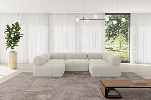 ALTDECOR Modulares Sofa Ecksofa in U-Form Corner modular Sofa Eckcouch Couch Wohnlandschaft Cauchsofa Polstersofa Garvo-U1-285x190x70 cm Hellgrau