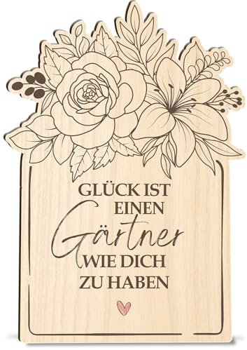 Gärtnern Karte Glück ist Gärtner Holzkarte - Geburtstagskarte mit Umschlag - stilvolle Grußkarte voller Wertschätzung, kleines Präsent als Dankeschön, Dankeskarte für Freunde