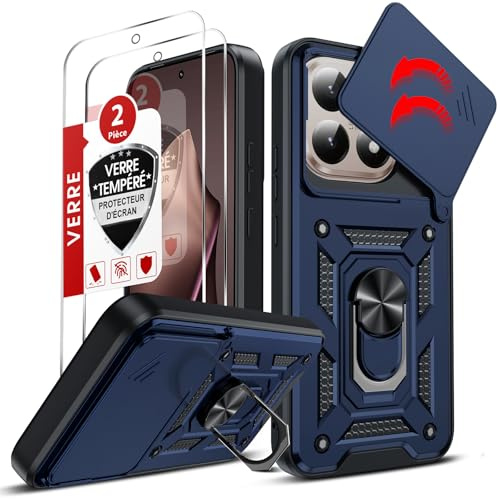LeYi Objektivschutz Hülle für Xiaomi 15T Pro 5G Handyhülle [2 Glasfolie Schutzglas] Militär Schutzhülle Outdoor Ringhalterung Cover Kratzfest Xiaomi 15 T Pro Handy Hüllen Halter Ring Case Blau