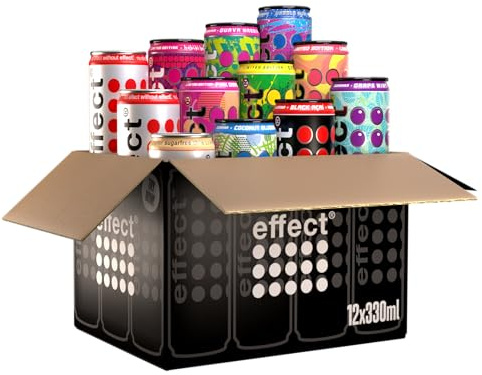 effect Energy Drink PROBIERPAKET - alle Sorten in einer Box, 12x0,33l Dosen | Energy Drink Mix alle Sorten, fruchtig & vegan, koffeinhaltiges Erfrischungsgetränk mit B-Vitaminen zum Probieren, Einweg