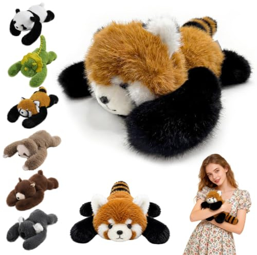 Roter Panda Gewichtetes Plüschtier Kuscheltier, kuscheliges Stofftier für Komfort Entspannung, weiches Plüschkissen für Erwachsene, Umarmungsgefährte zur Angstlinderung und Schlafunterstützung（30cm）