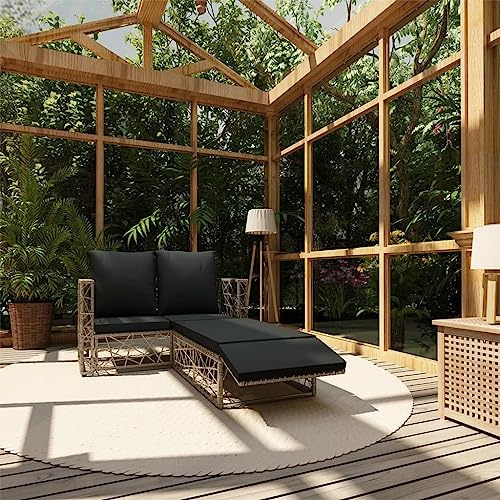 Mokuyary 2-TLG. Garten-Lounge-Set mit Auflagen Poly Rattan Grau Gartenmöbel Set, Outdoor Balkonset Terrassenmöbel, Gartenlounge Sitzgruppe für Terrasse, Balkon, Garten -C
