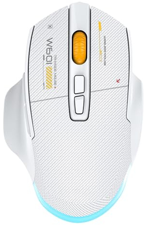 Asixxsix Souris de Jeu sans Fil, 5 Effets D'éclairage Souris de Jeu Esports Haute Précision Ergonomique 7 Boutons Programmables de RVB Longue Durée pour PC Mac (White)