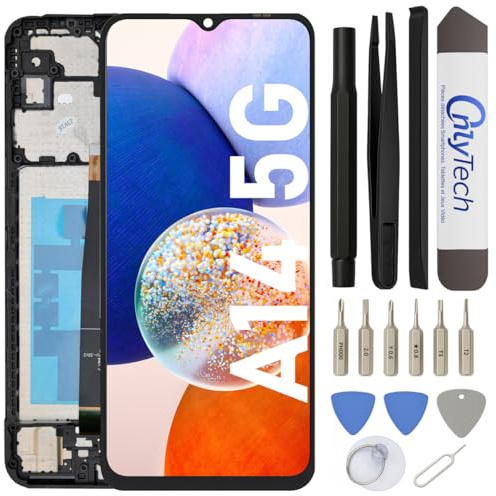 OnlyTech - Écran LCD Complet avec châssis assemblé de Remplacement pour Samsung Galaxy A14 5G (SM-A146B) avec kit de réparation 15 Outils