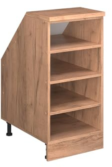 Vicco Küchenschrank für Dachschrägen R-Line, Goldkraft Eiche, 40 cm | Offener Stauraum · Extra Tiefe – 60 cm · Höhenverstellbare Füße · 3 Einlegeböden · ✓ Frei kombinierbar