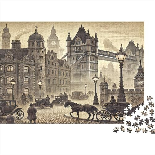 1000 Pieces Vintage London Street Jigsaw Paper Adult Puzzle Historical British City Game Gift for Wall Decor 38x26cm/1000pcs