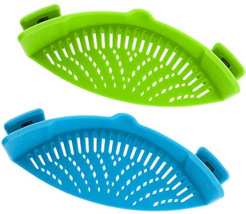 Snap Strainer, DaKuan 2 Packs of Hands-Free Clip-on Heat Resistant Colander Pour Spout for Pasta Vegetable Noodles Pot Bowl Pan