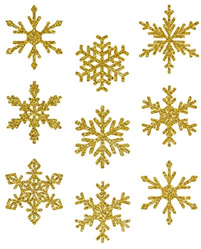 AVERY Zweckform 9 Fensterbilder Weihnachten Schneeflocken gold (Made in Germany, selbstklebende Fenstersticker, Weihnachtsdeko Fenster, Fensterfolie ablösbar) 1 Bogen/9 Fensteraufkleber, 52950