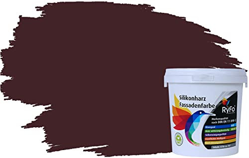RyFo Colors Silikonharz Fassadenfarbe Lotuseffekt Trend Schwarzrot 1l - bunte Fassadenfarbe, weitere Rot Farbtöne und Größen erhältlich, Deckkraft Klasse 1