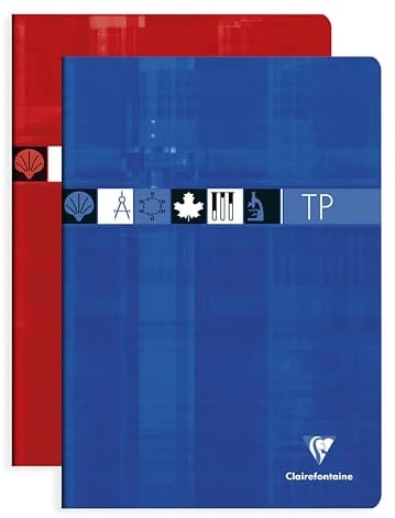 Clairefontaine 3147C - Packung mit 5 Heften, geheftet, ideal für wissenschaftlichen Fächer, DIN A4 21x29,7 cm, 60 Blatt, französische Lineatur 90g / blanko 125g, farbig sortiert, 1 Pack