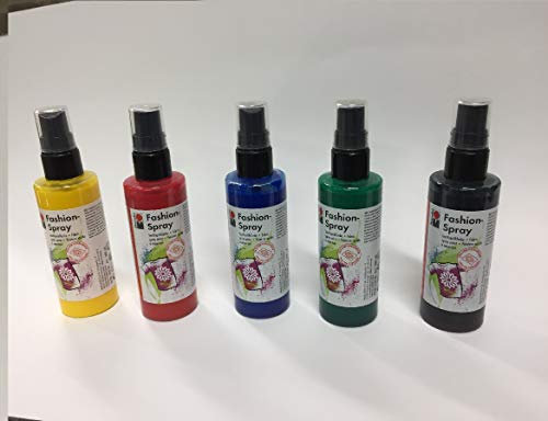 Fashion Spray Marabu Set 5 Colori da 100 ml - Giallo Rosso Blu Verde Nero