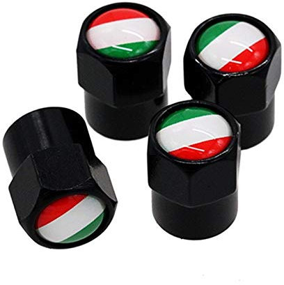 XFC-CHEL, 4pcs / Accessori Car Pack for Fiat Alfa Romeo Ferrari Italia Bandiera Logo Caps Adesivo Gomma della Rotella dello Stelo della valvola Auto Styling (Colore : Italy Flag)