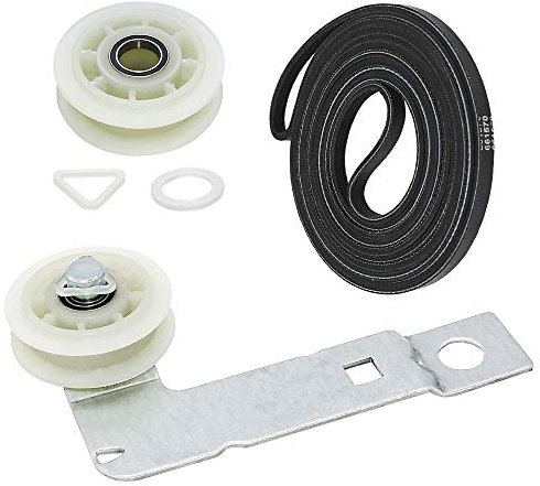 Appliancemate W10837240 Poulie de sécheuse (roulements à billes améliorés) avec support, 279640 Poulie de sécheuse (roulements à billes améliorés) et 661570 Ceinture de tambour pour sèchelinge