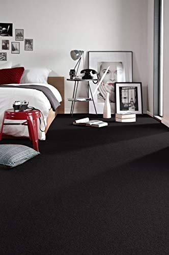 rugsx Einfarbiger Teppich Trendy für Zimmer, Wohnzimmer, Schlafzimmer, Teppichboden Auslegware, schwarz, Verschiedene Größen, 300x300 cm