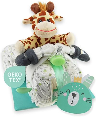 Windeltorte.com – Windeldreirad Neutral inkl. 24 LILLYDOO Windeln | Geschenk zur Geburt | Taufgeschenk | Geschenk zur Babyparty – handgefertigt