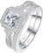 Yaresul Princess Cut Verlobungsring Set Damen Ringe Silber 925 Set Solitaire Cubic Zirkonia Ringe Für Paare Set für Frauen Größe 56(17.8)