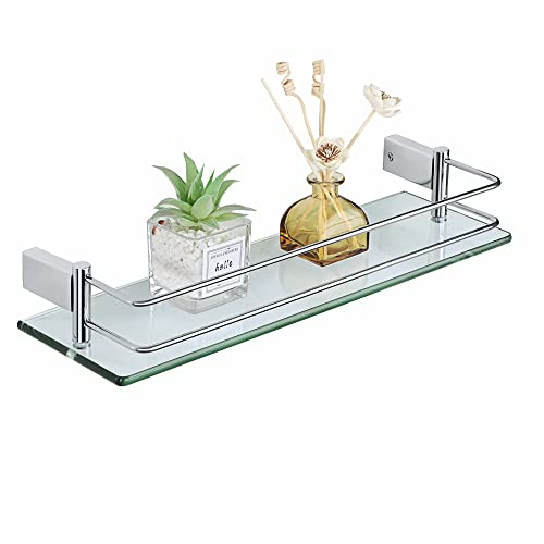SAYAYO Duschablage Chrom Glasregal Edelstahl Duschregal Badezimmer Regal Duschkorb Shampoo Halterung für dusche Badezimmerregal für Bad und Küche 400mm x 130mm x 66mm, EGC1000-40C