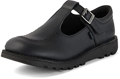 Kickers Girl's Kick T Bar Black School Shoes | Classic & Stylish | Extra Comfortable | Premium Quality, Black, 5 UK Child