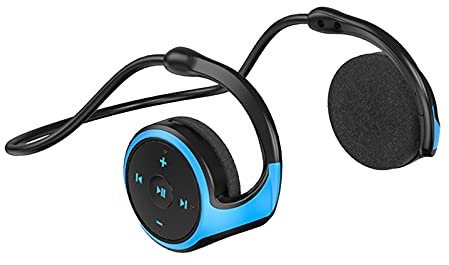 SANWOOD A23 - Auricolari wireless Bluetooth, stereo, compatibili con Bluetooth 5.0, wireless, con gancio per l'orecchio, radio FM, scheda TF, cuffie sportive stereo per Android, colore: blu