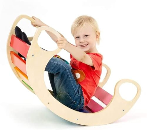 Wooden rainbow rocker arch Swing Montessori Toddler Climbing Rocker Balance Board Waldorf