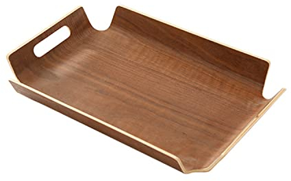 Dudoplatz Vassoio rettangolare curvo fatto a mano Vassoio per tè e colazione Vassoio per caffè Vassoio per hotel 44 x 33 cm (Noce nero)