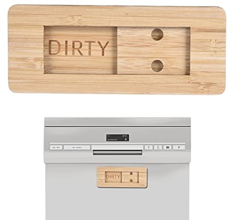 Leling 10 Stück Geschirrspülermagnet Clean Dirty Schild Indikator | Bambus Geschirrspüler reinigen schmutzige Magnete | Schieben Geschirrspüler reinigen schmutzig Schild für Geschirrspüler
